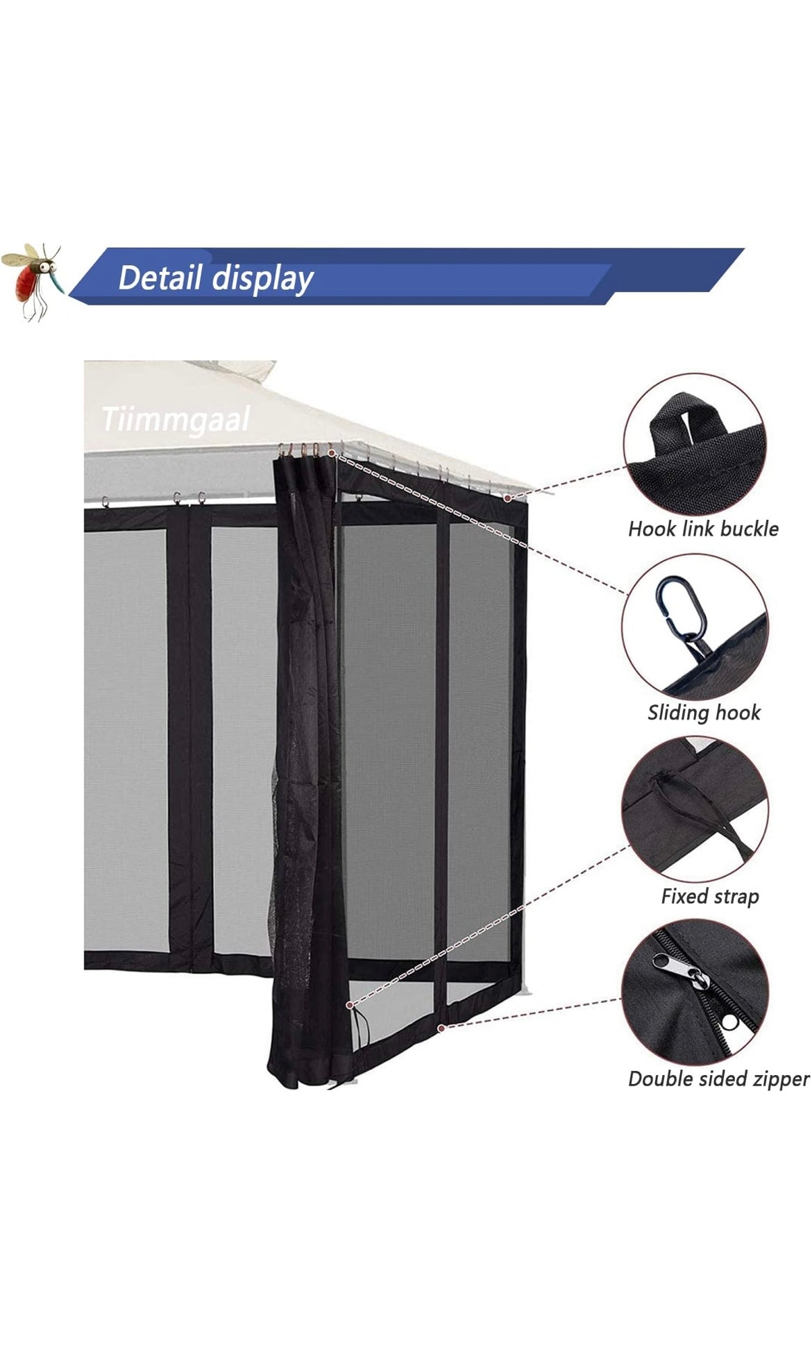 Mosquito netting for gazebo