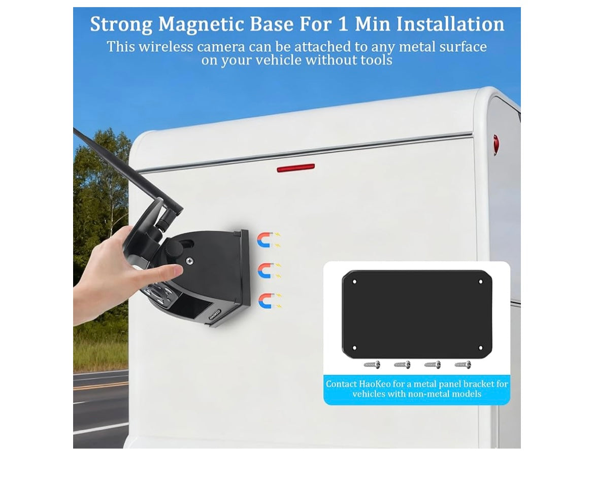 Magnetic solar wireless backup camera