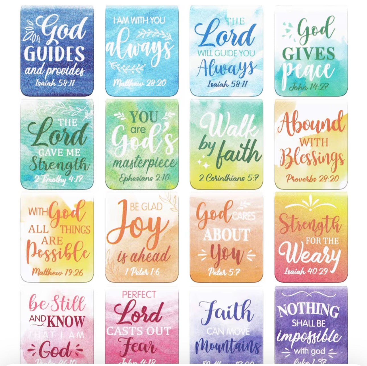 96 Pieces Bible Verse Magnetic Bookmarks 16 Styles Christian Magnet Book Markers Inspirational Motivational Encouraging Magnetic Page Clip for Women Men School Office Supplies