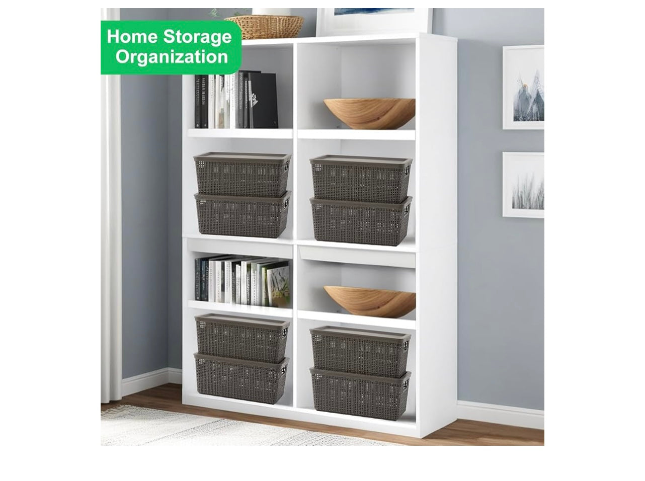 6 plastic Storage bins.