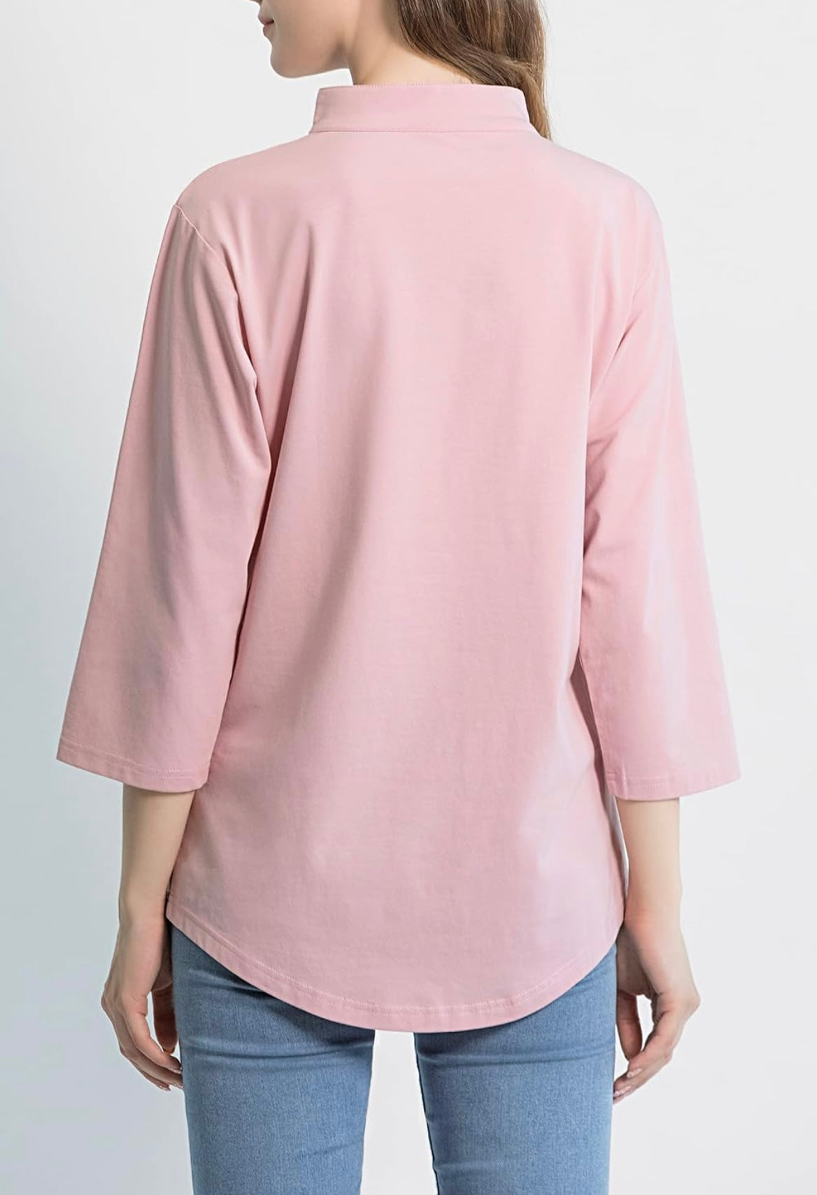 Tie G U Style Women's 3/4 Sleeve V Neck Stretch Loose Tunic Tops Casual Cotton Blouse Henley Collared Breathable Work Shirt