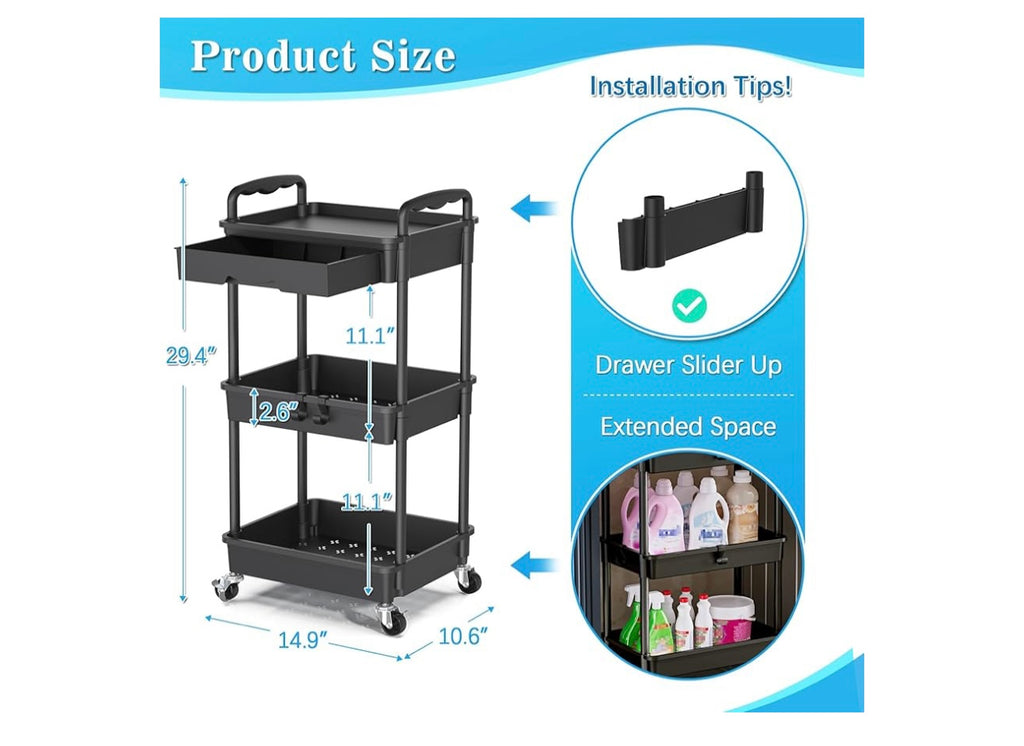 Sunally 3 tier rolling cart.