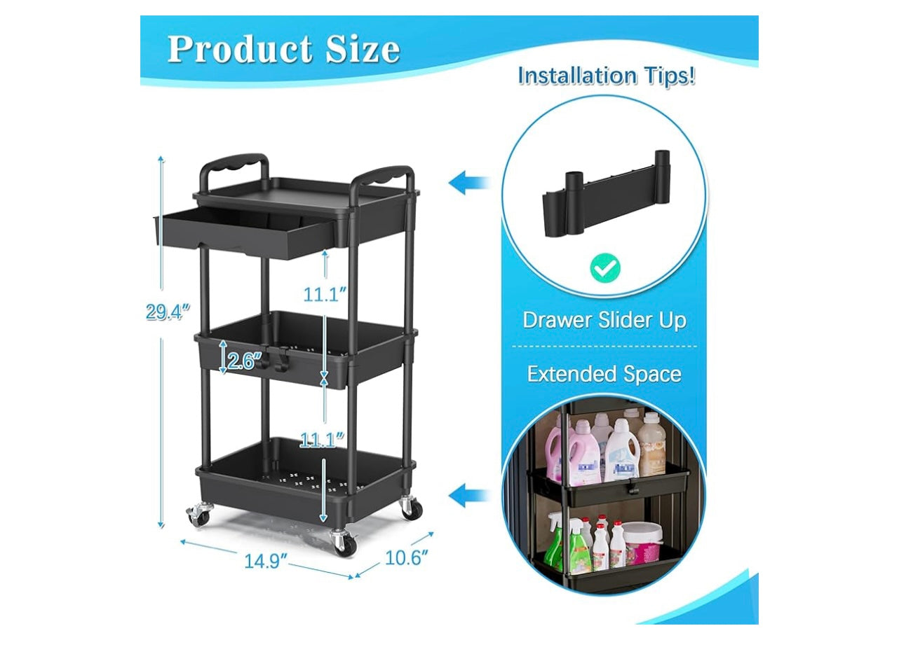 Sunally 3 tier rolling cart.