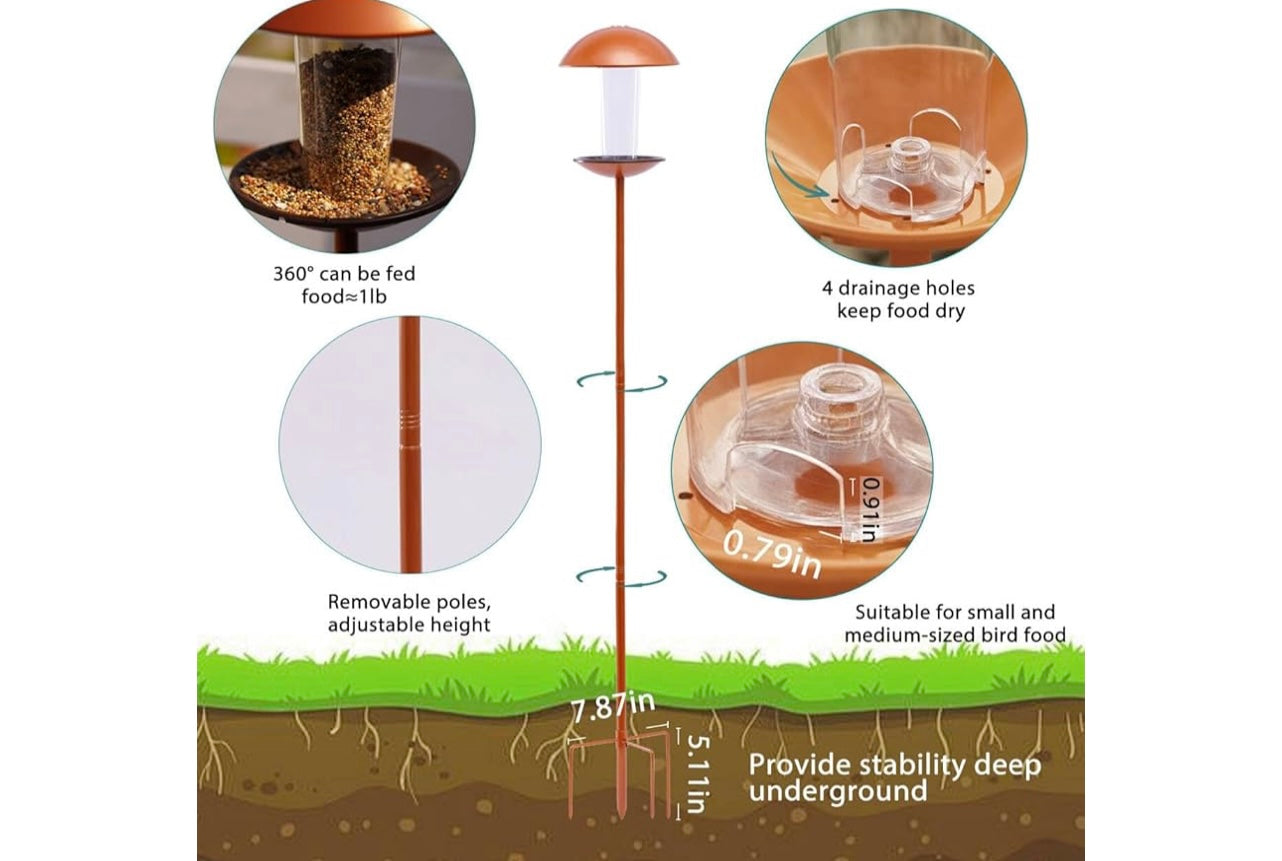 Bird Feeder Round With Garden Stake
