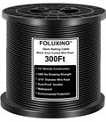 300FT 3/16" Black Vinyl Coated Wire Rope, Cable Railing System, Black Aircraft Cable for Indoor Outdoor Decking Stair Railing Balustrade DIY 1/8Inch Overmolded to 3/16 Inch