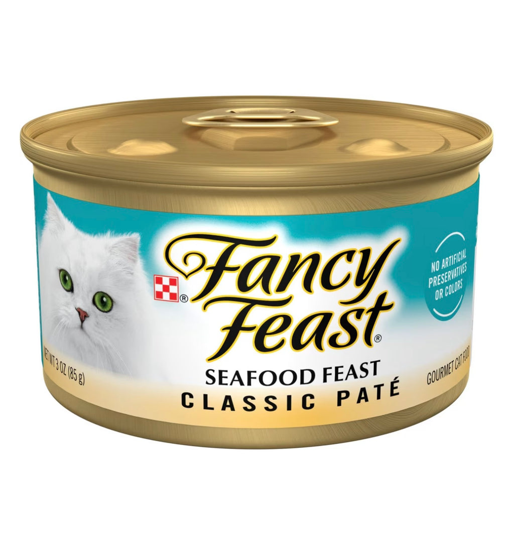 Fancy Feast Classic Seafood Feast Canned Cat Food, 3-oz can, case of 24
