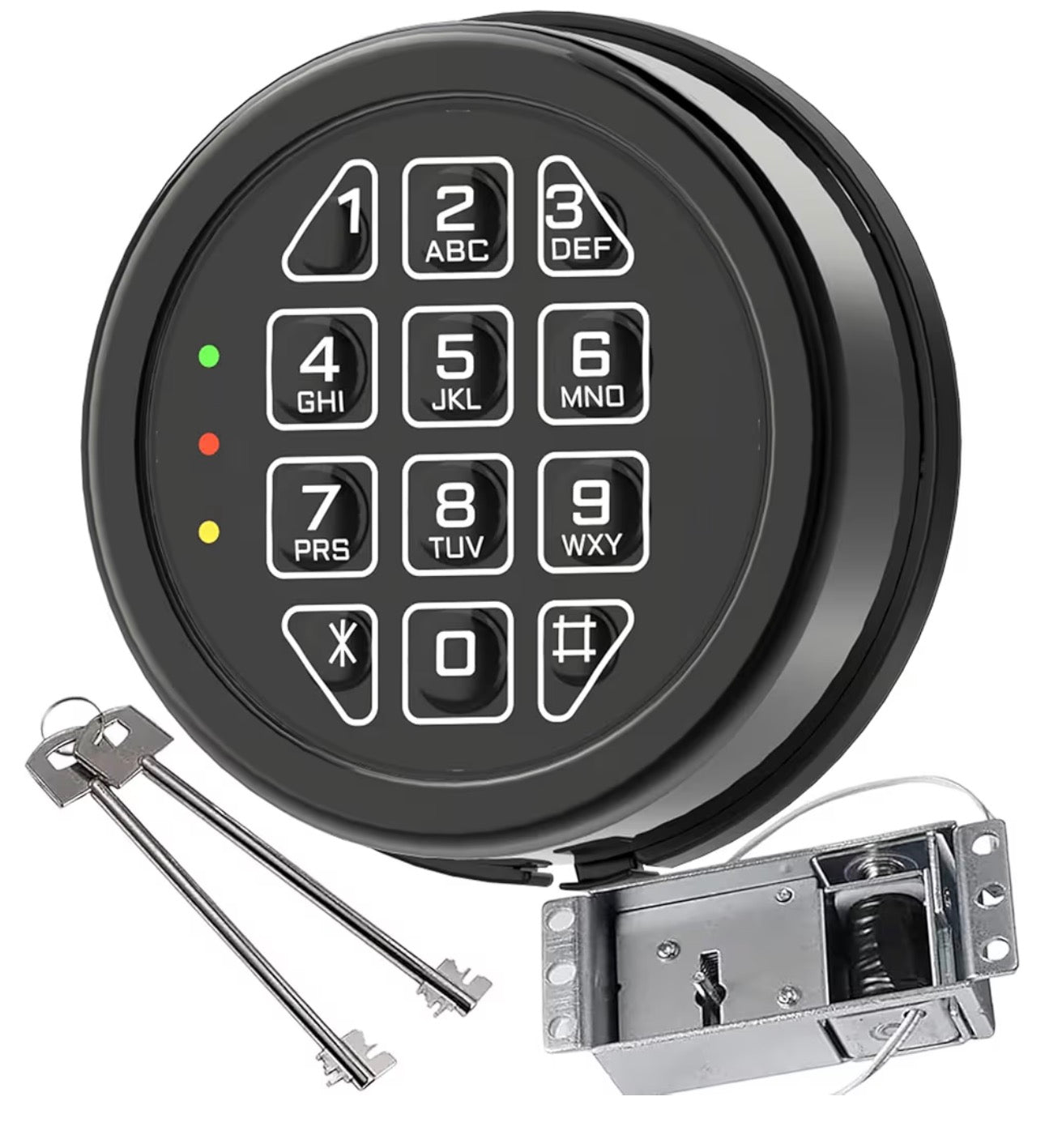 High Security Electronic Safe Lock Replacement Keypad with Solenoid Lock & 2 Override Keys, Fit Safe Box and Mor