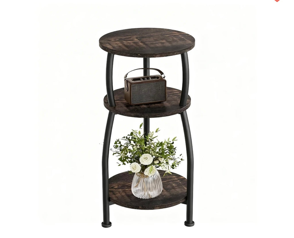 Yigii small round side table 3 tier storage shelf.