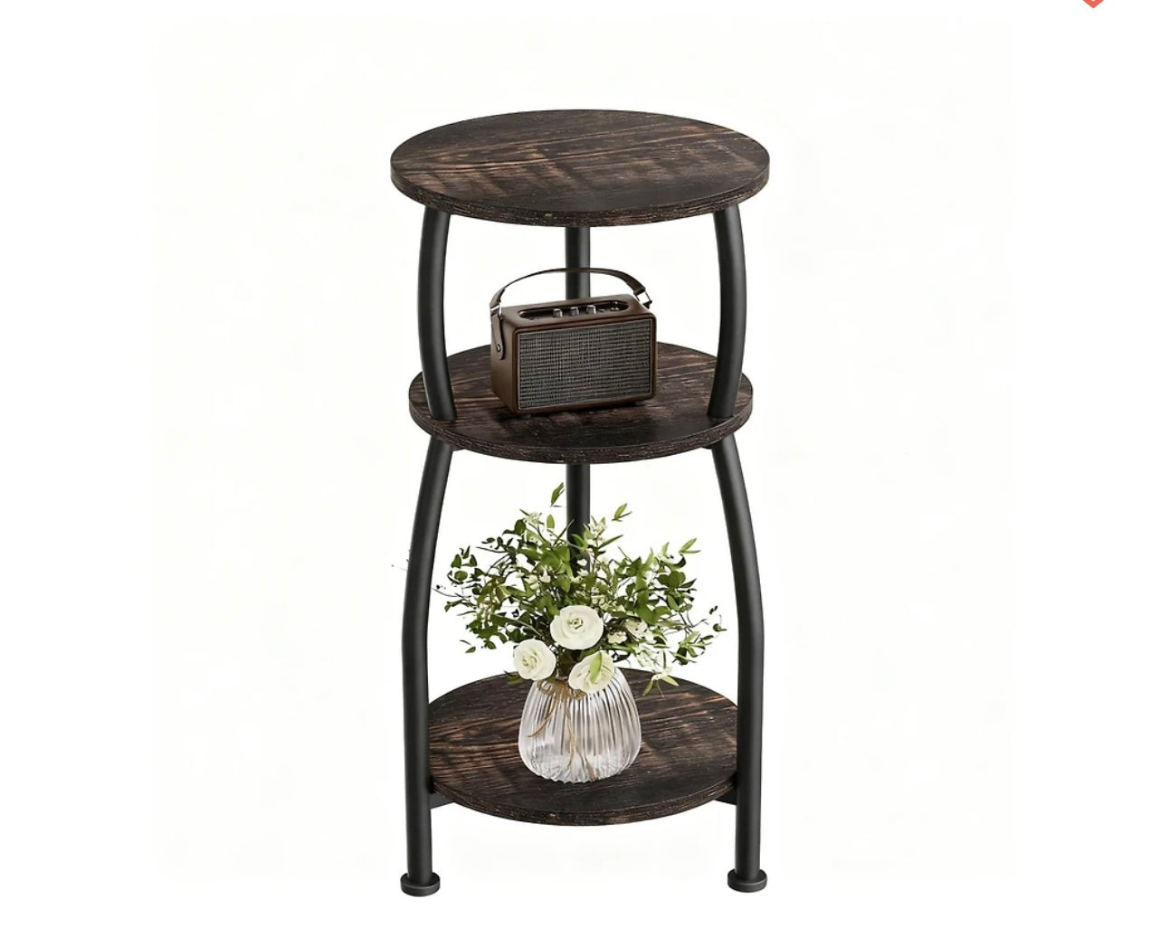 Yigii small round side table 3 tier storage shelf.