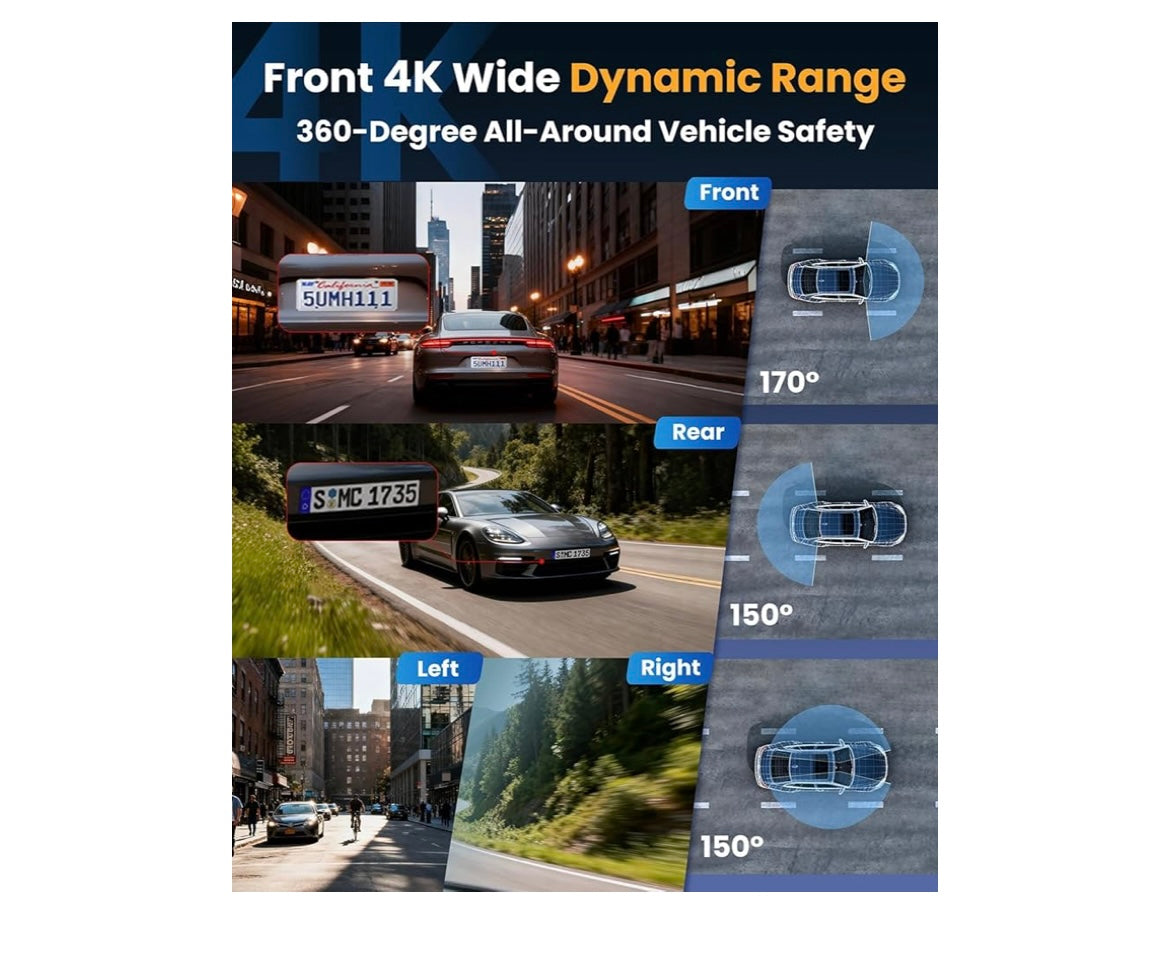 Dash cam front rear inside