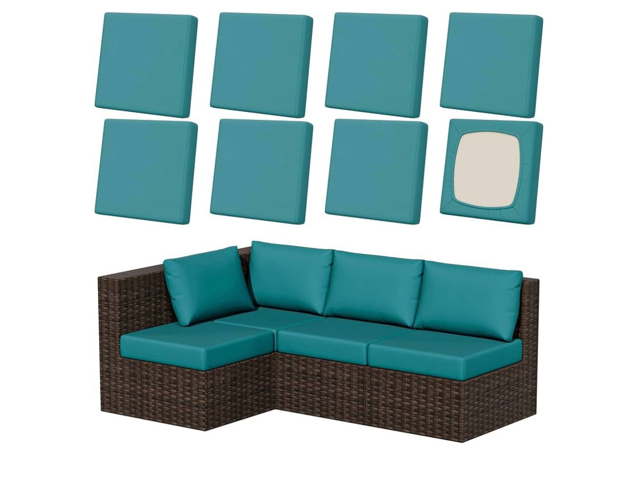 8pcs Patio Stretch Cushion Covers.