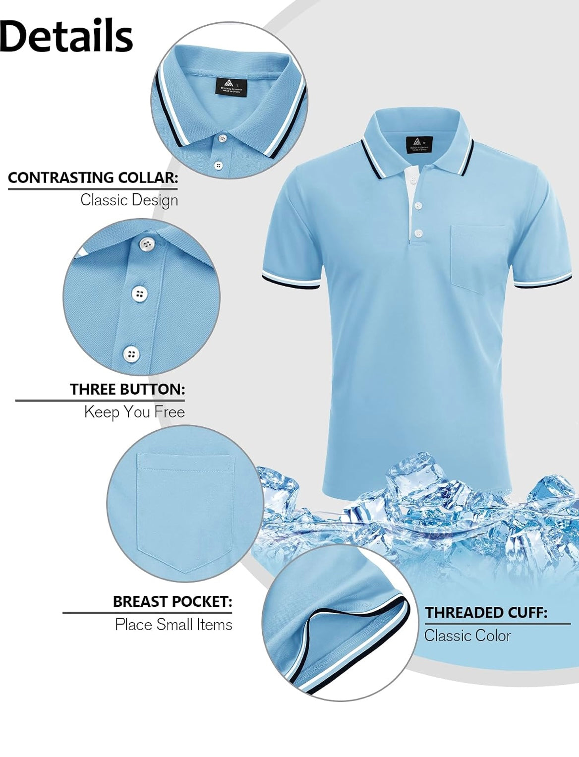 Men Polo Shirts Short Sleeve Athletic Golf Polos with Pocket