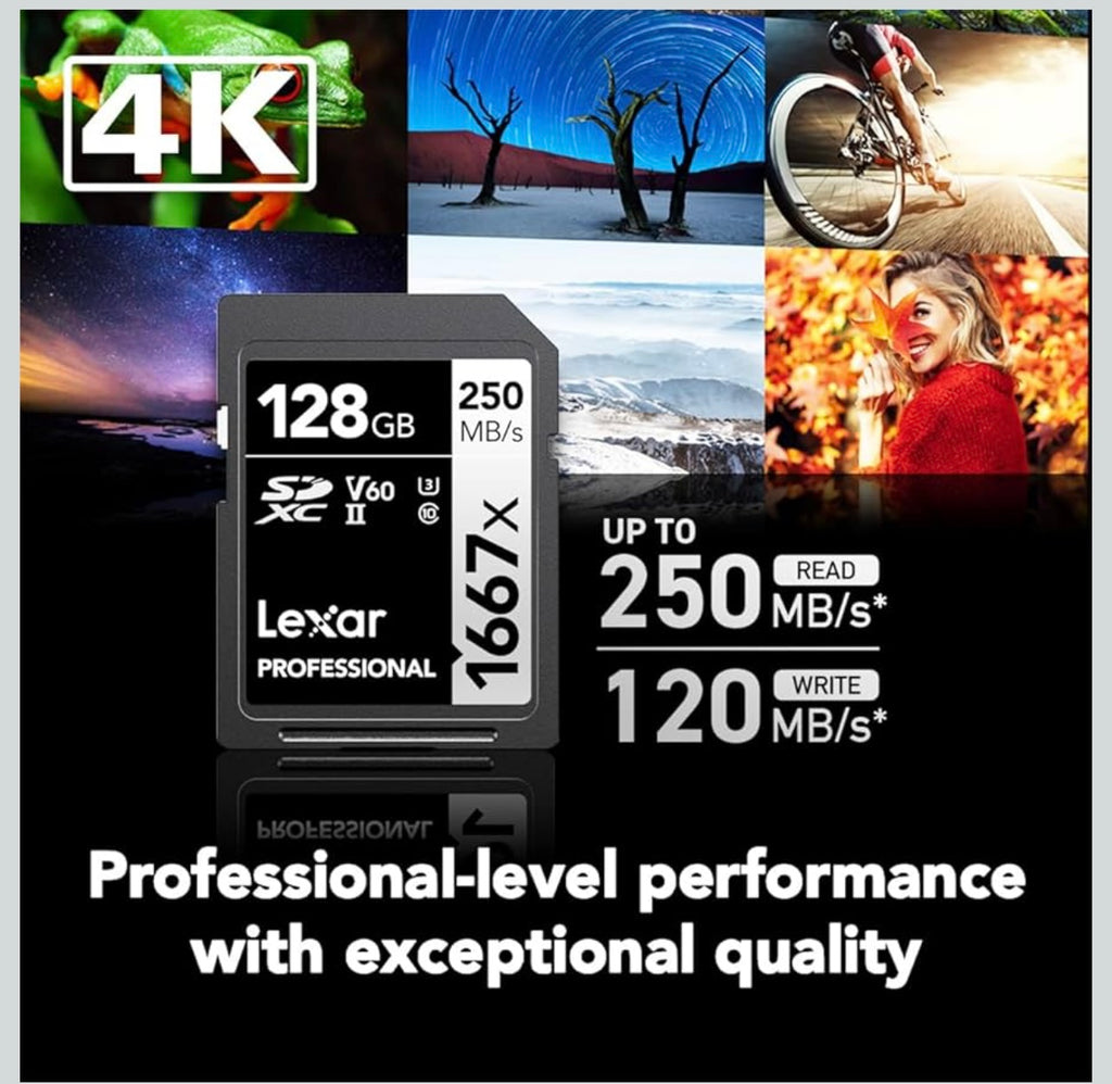Lexar Professional 2x 128gb SD card.