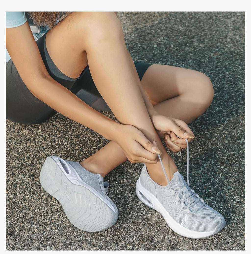 Wide Toe Box Shoes Women Extra Wide Width Sneakers Air Cushion Road Running Shoes Ultra Light Tennis Gym Workout Training Shoes Breathable Walking Shoes with Arch Support. Size 10.5