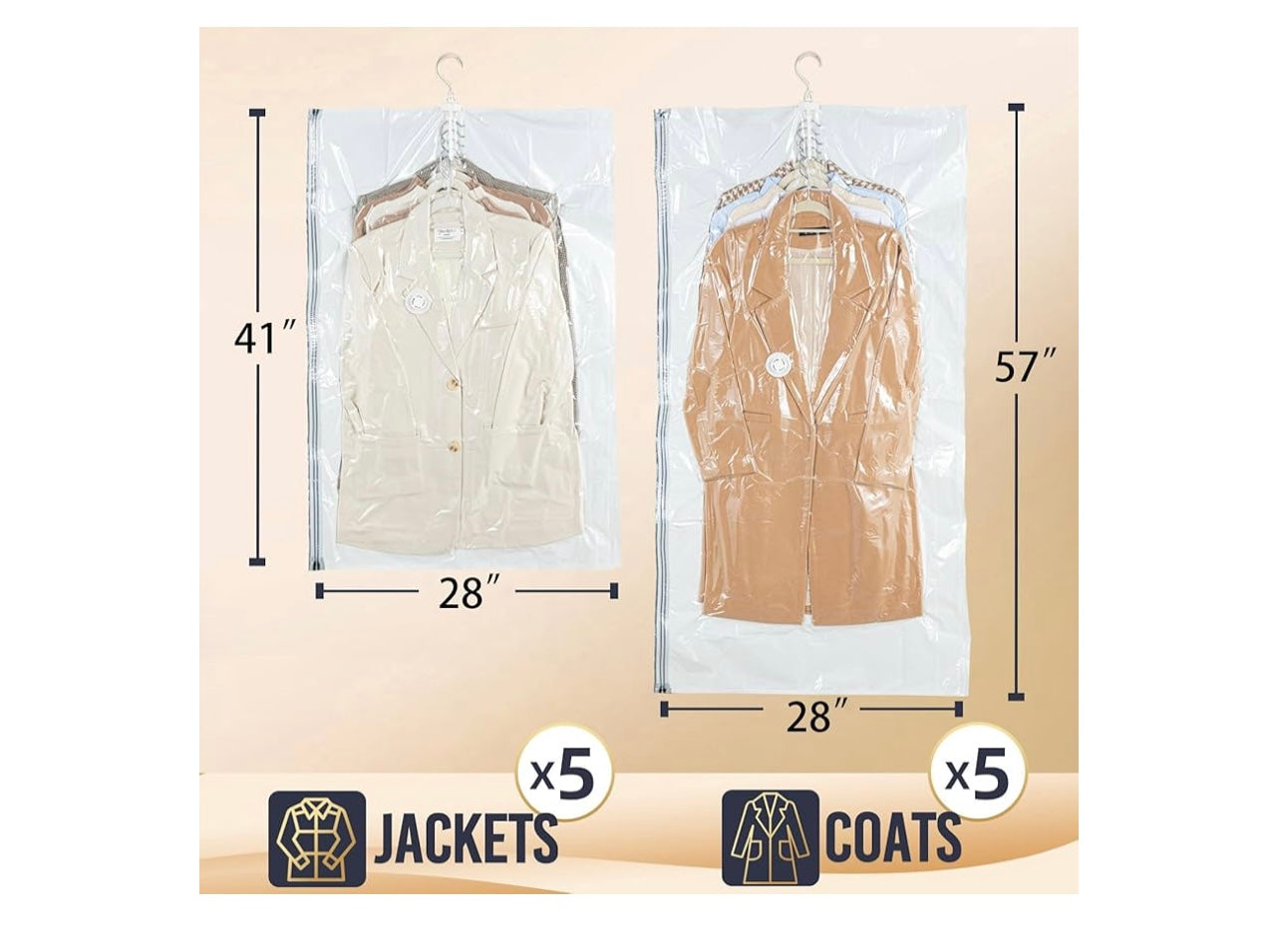 4 pack Hanging Vacuum Bags. Seal bags for Clothing.