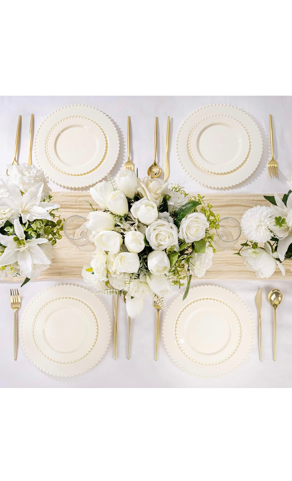 60 pcs plastic plates beaded ivory