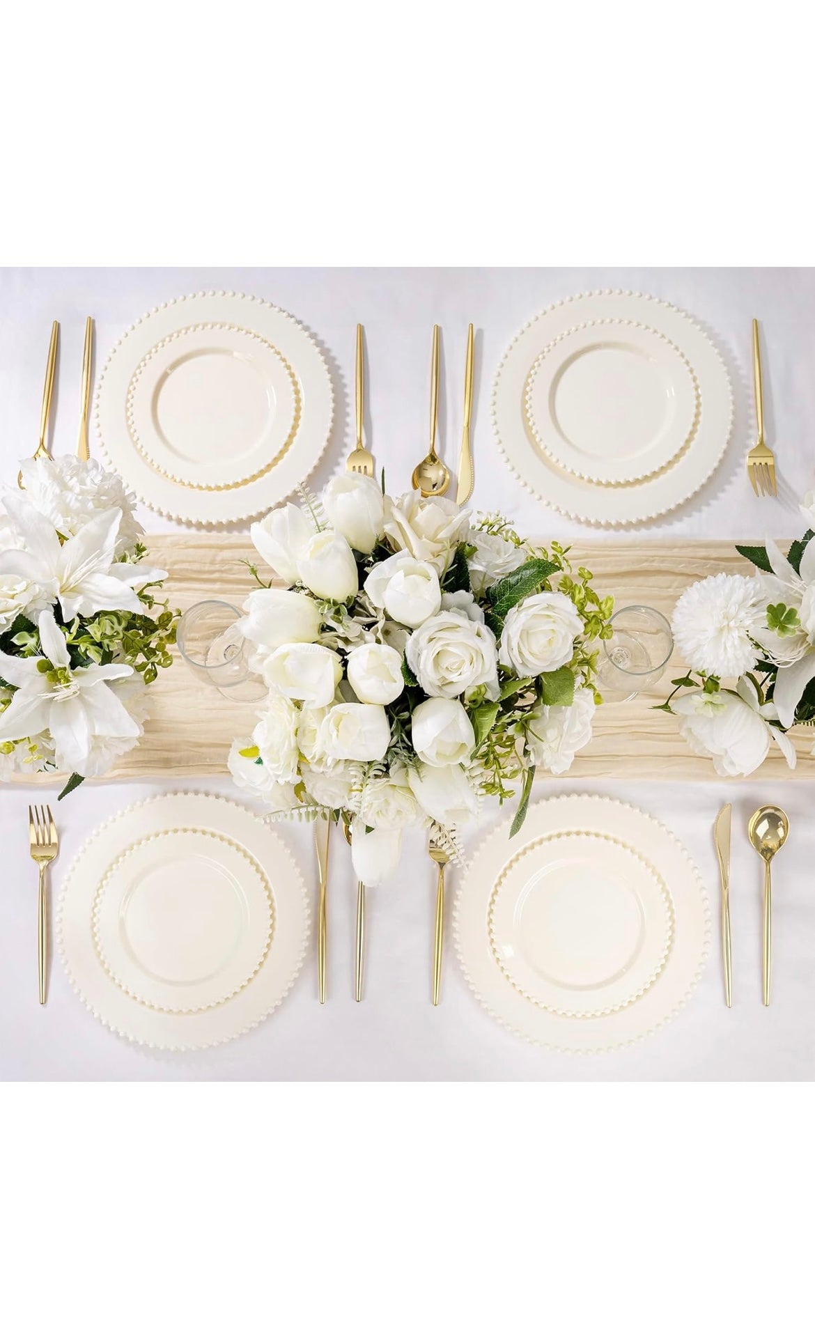60 pcs plastic plates beaded ivory