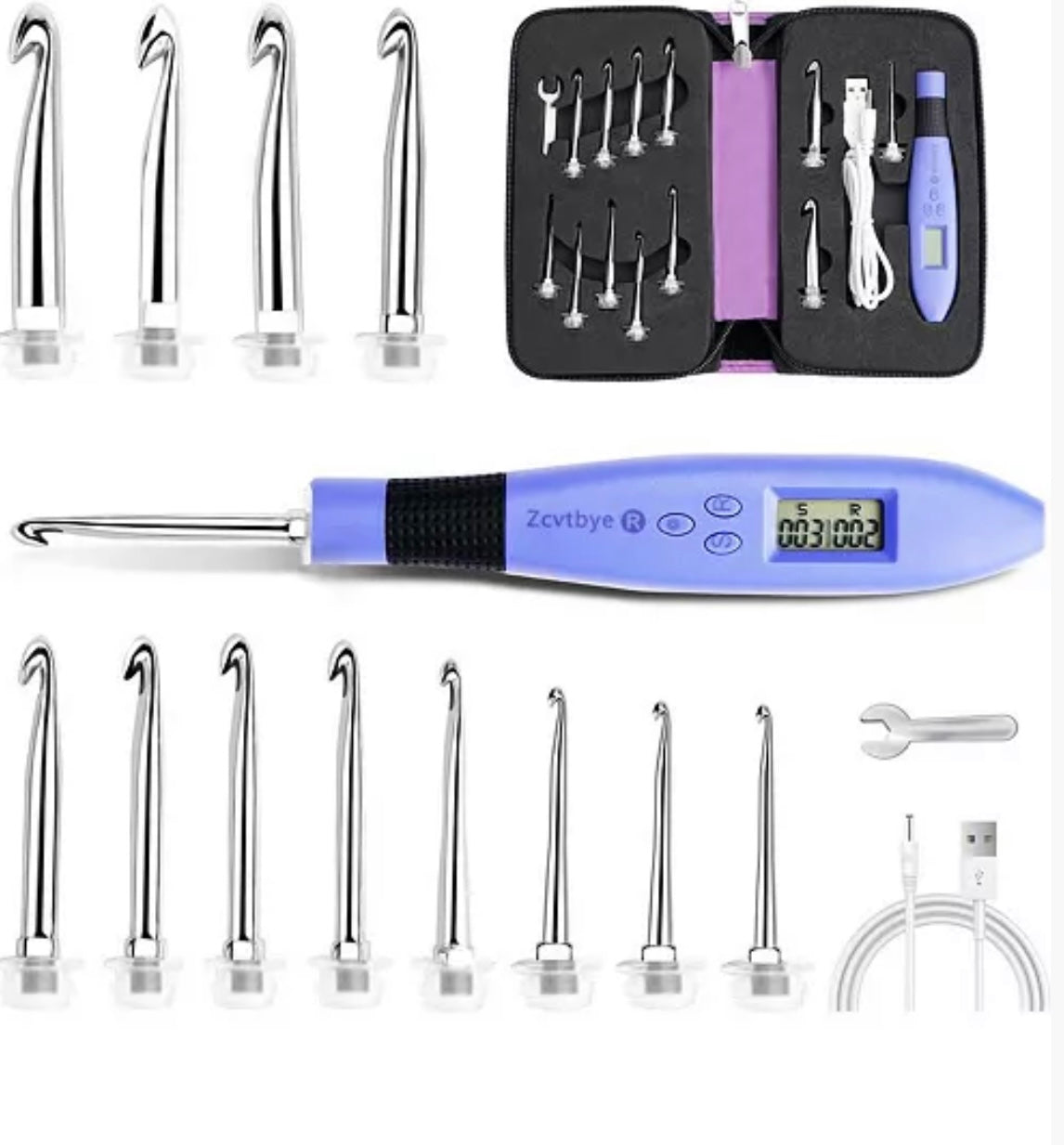 Zcvtbye Rechargeable Lighted Crochet Hook set.