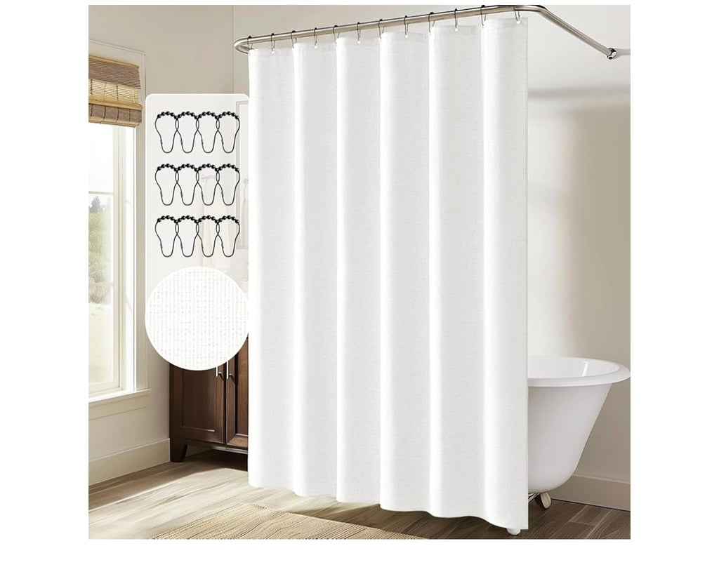 Extra long linen shower curtain