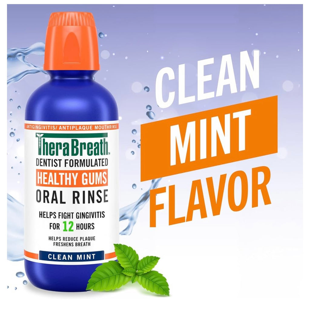 TheraBreath Healthy Gums Oral Rinse, Clean Mint, 16 fl oz, 2-Pack