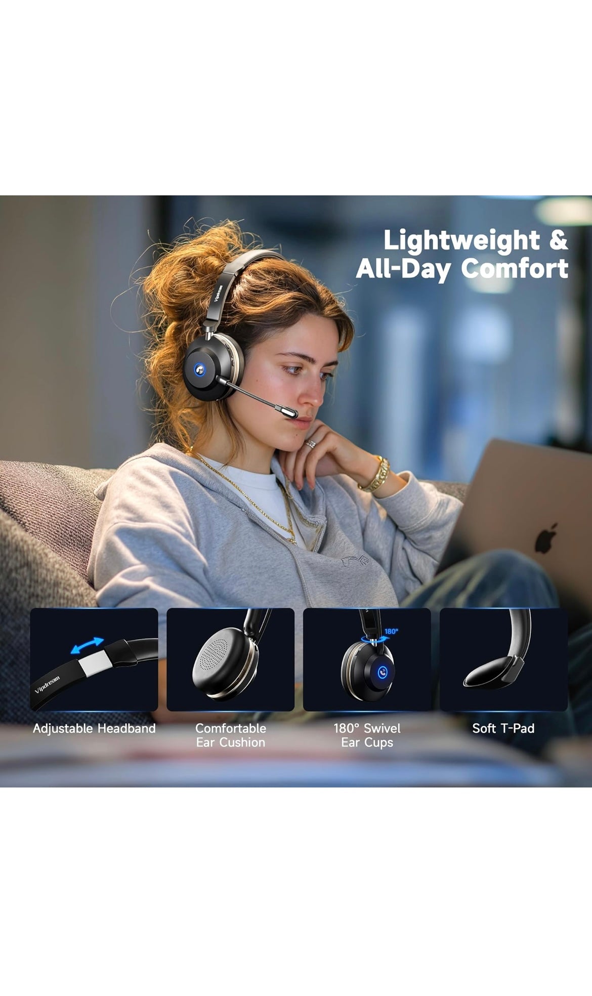 Wireless headset with microphone