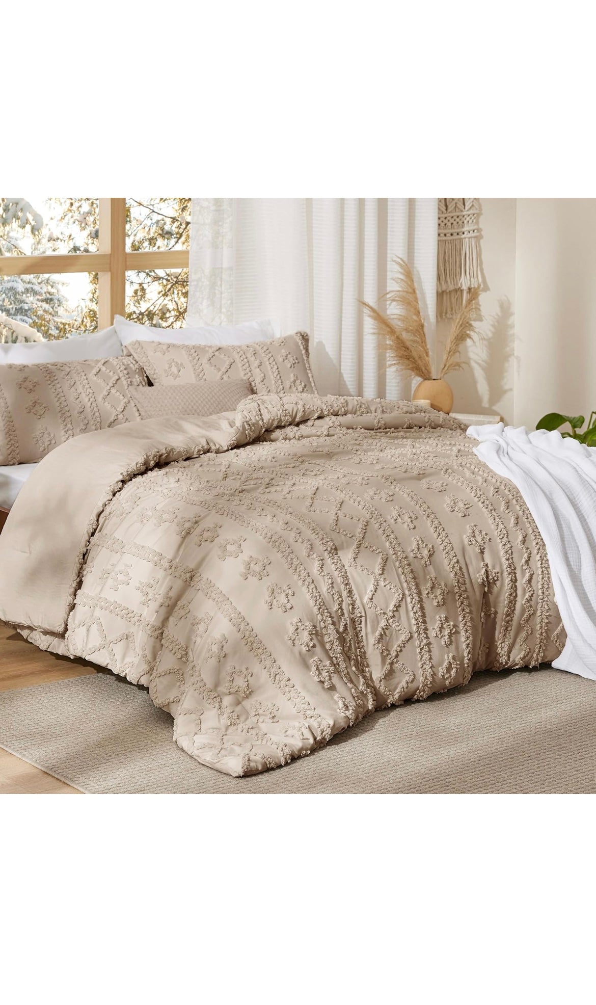 Bedsure tufted boho comforter set king size