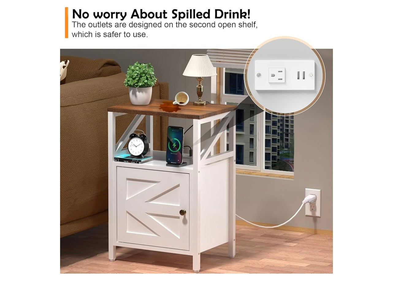 Funhukson End Table With Charging Station.