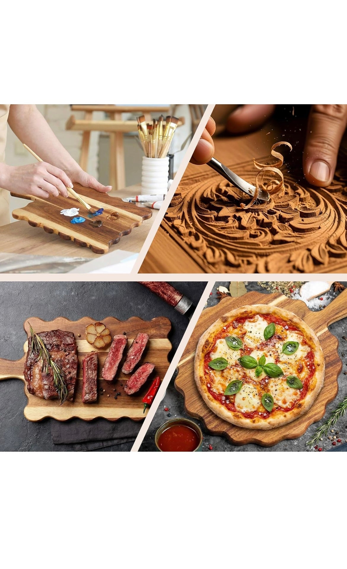 Novabright 2 pcs acacia wood cutting boards