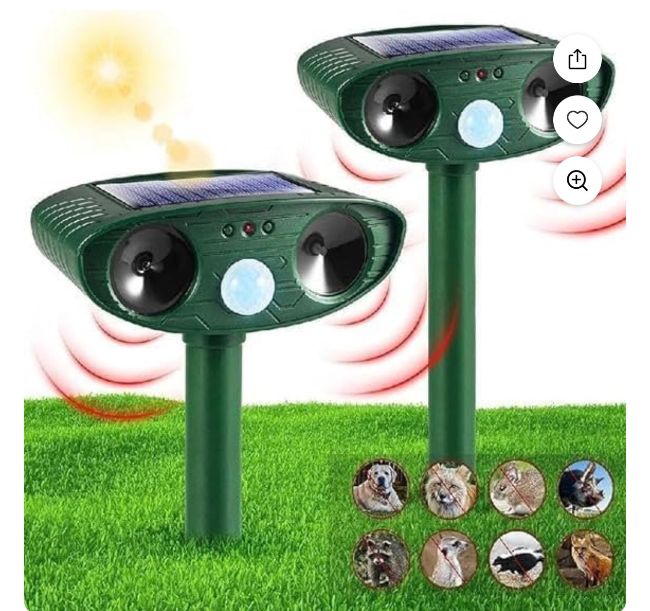 Solar Powered Motion Activated Animal Repeller.