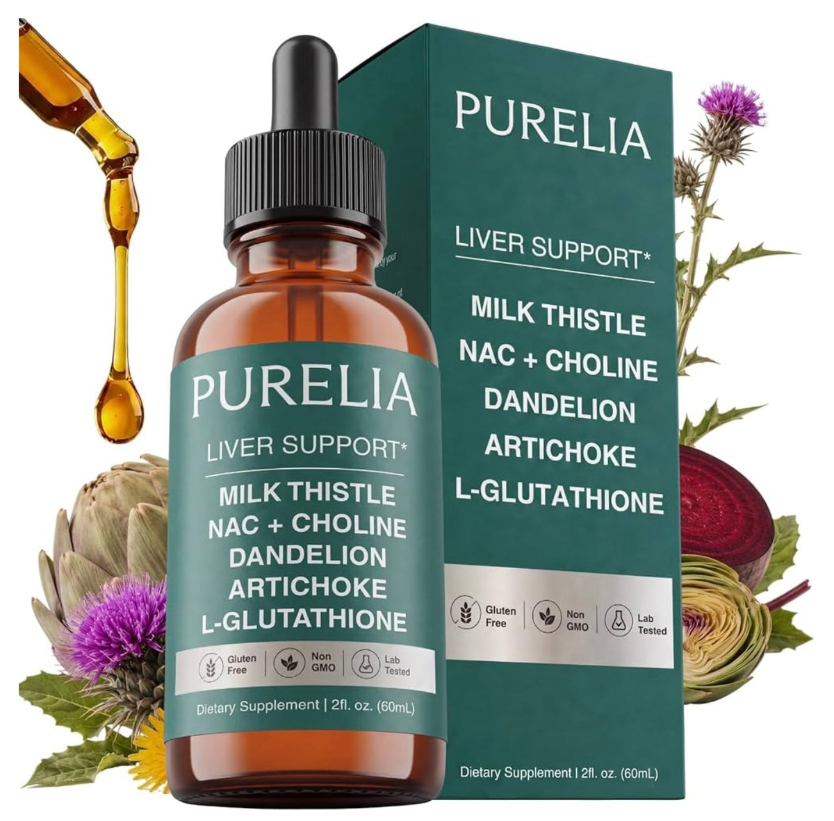 Liver Support Drops with Milk Thistle, NAC & Dandelion | 2 fl oz.