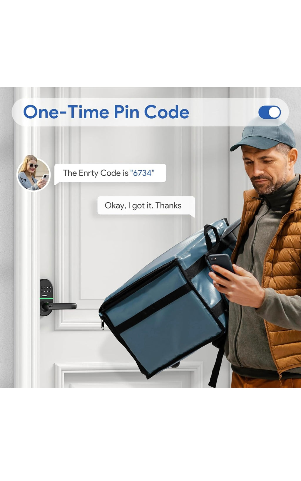 Keypad door lock with handle