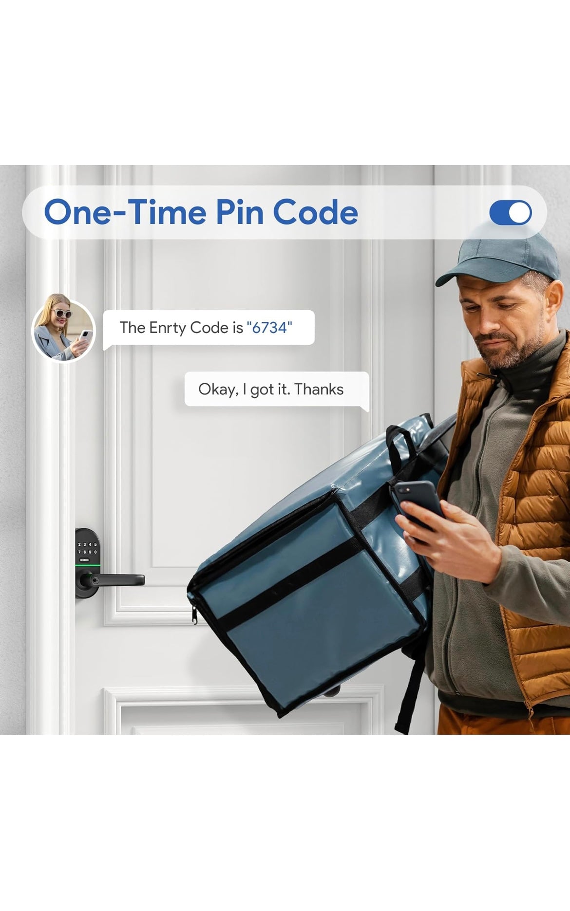 Keypad door lock with handle
