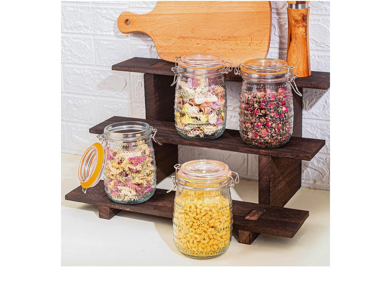 Wacoi 32oz glass mason jars with airtight lids.