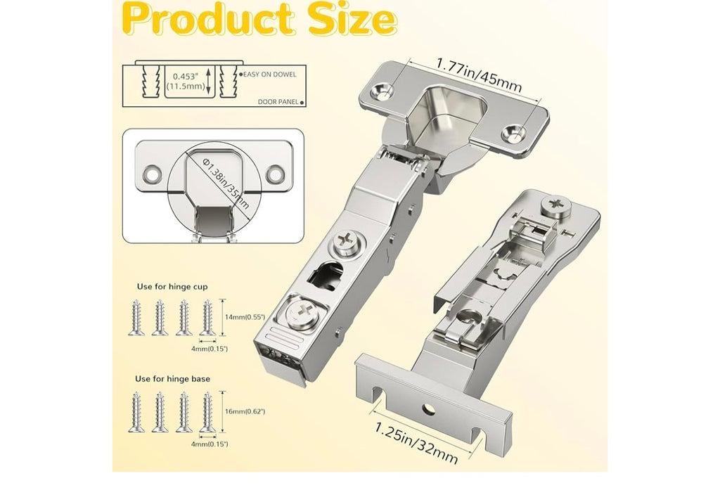Onemake 4 Pack 110 degree Face Frame Insert Cabinet Hinges.