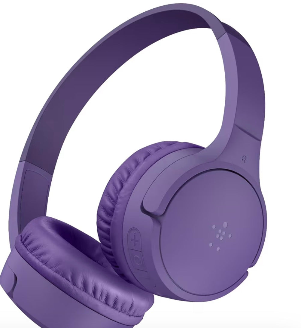 Belkin SoundForm Mini - Wireless Bluetooth Kids Headphones, 30H Battery, 85dB Safe Volume Limit, Built-In Microphone - Toddler On-Ear Earphones for iPhone, iPad, Fire Tablet, Ideal for School - Purple