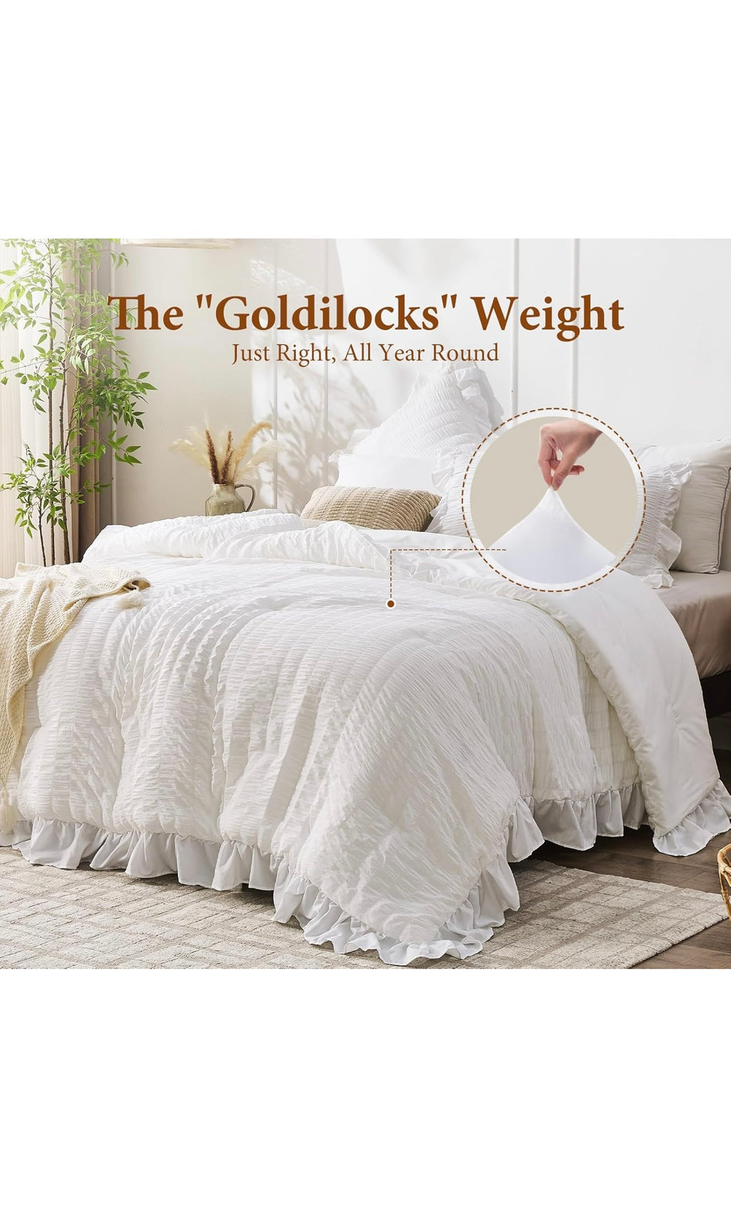 White comforters queen size 3 pcs