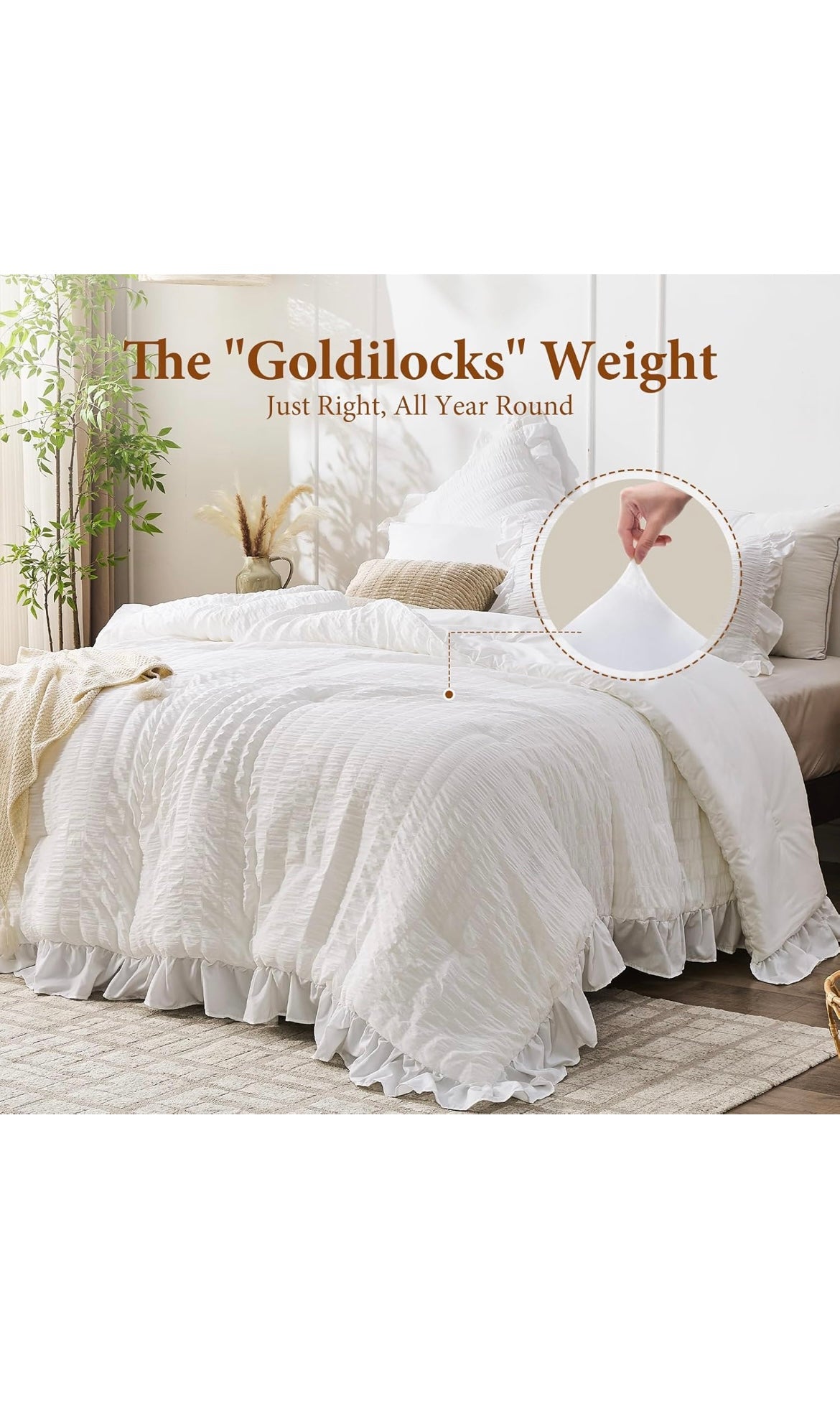 White comforters queen size 3 pcs