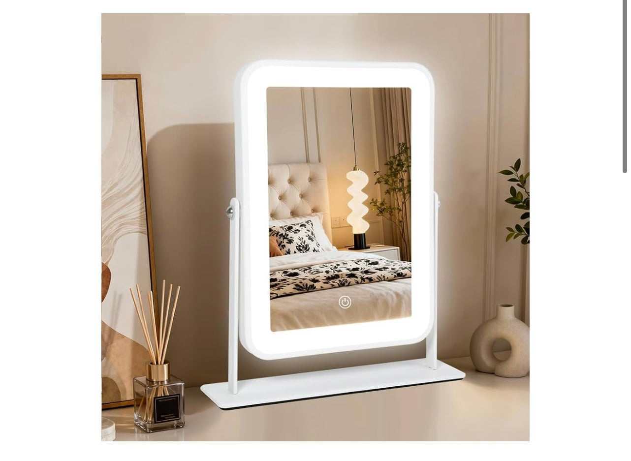 Yekkopt Small Desk Mirror with Lights.