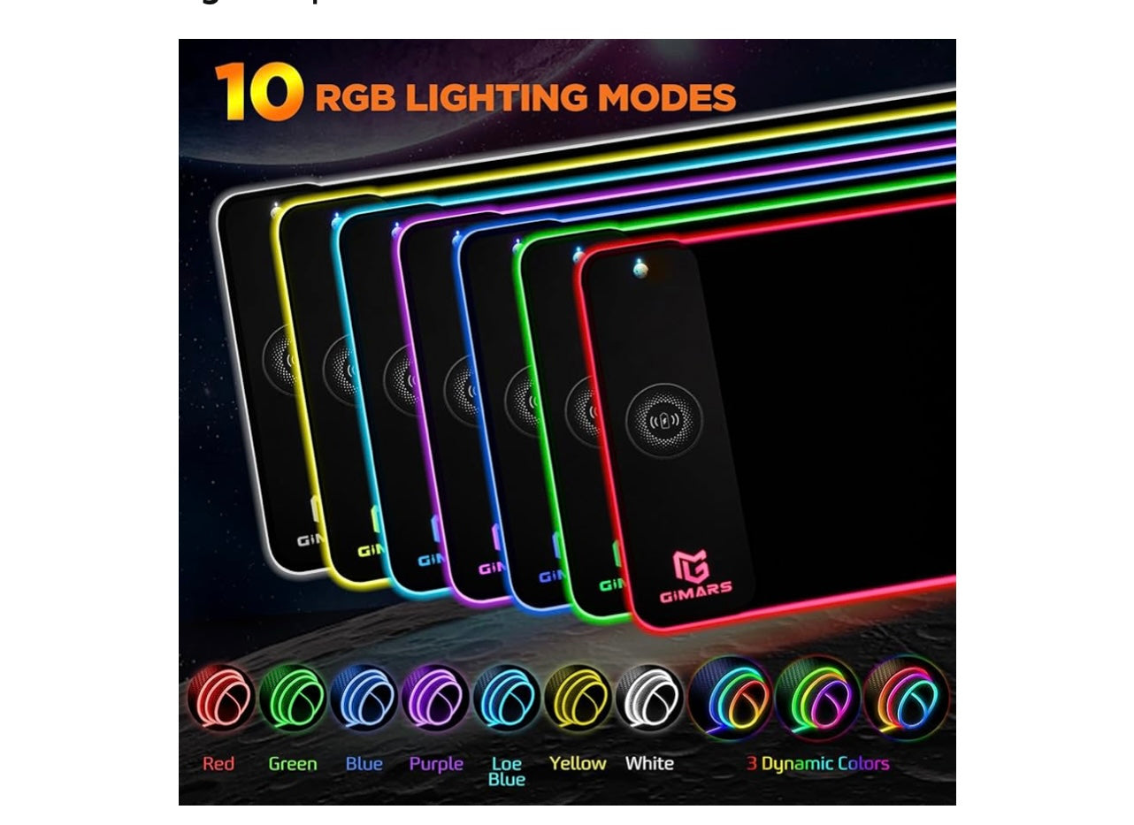 Gimars 15w Wireless Charging RGB Gaming Mouse Pad.