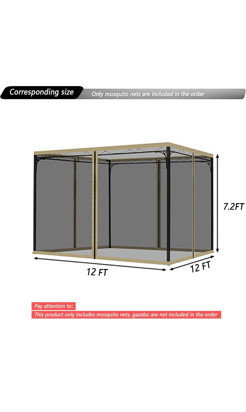 Mosquito netting for gazebo