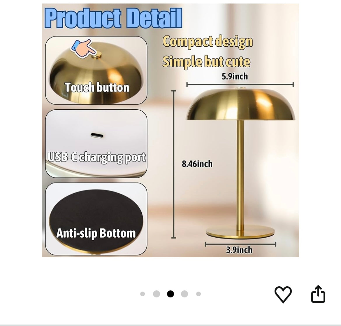Portable led mushroom table lamp