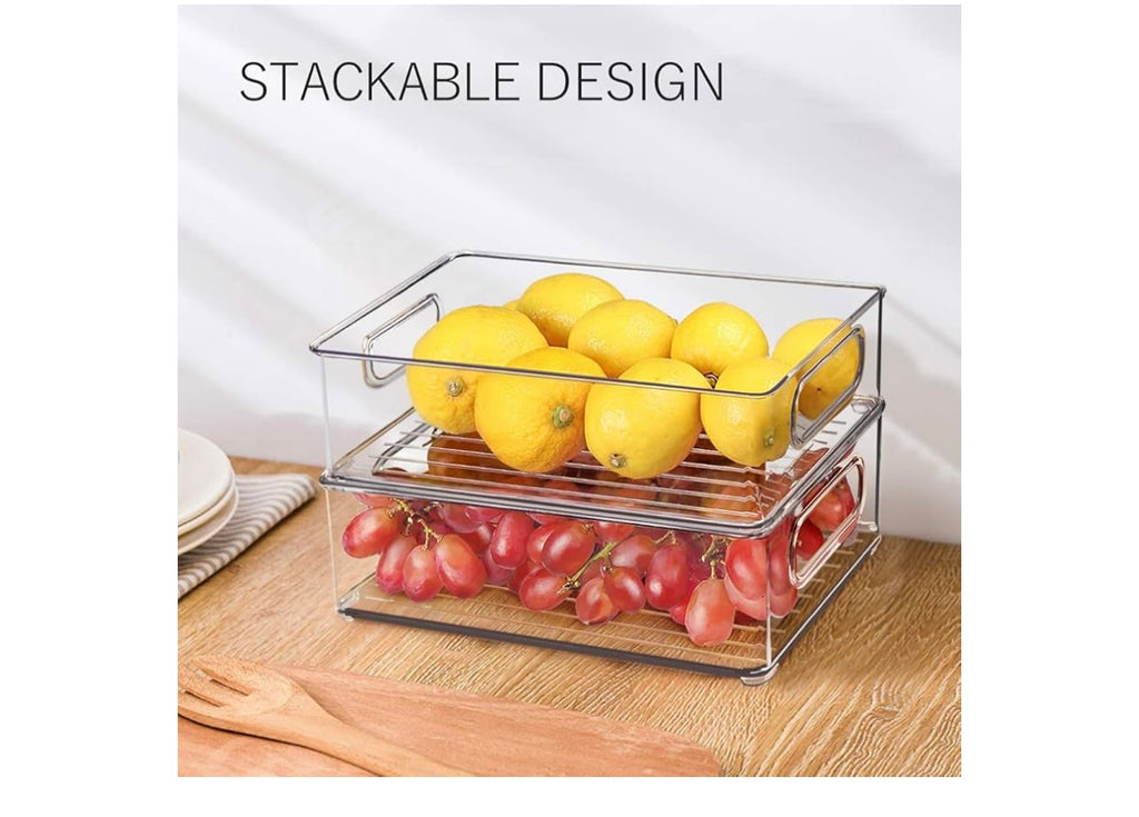 Stackable Refrigerator Organizer Bins.