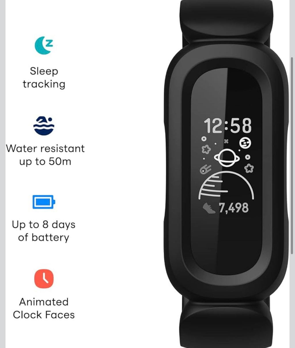 Fitbit Ace 3 Activity-Tracker for Kids 6+ One Size, Black/Racer Red