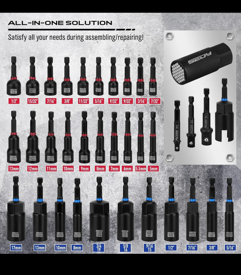 SEDY 80-piece Meteic and SAE 1/4” Magnetic Nut Driver Set.
