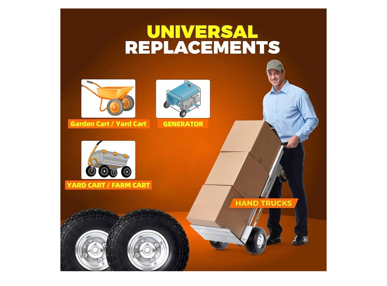 AR-PRO (2-pack) 10inch Solid Rubber Tire Wheels.