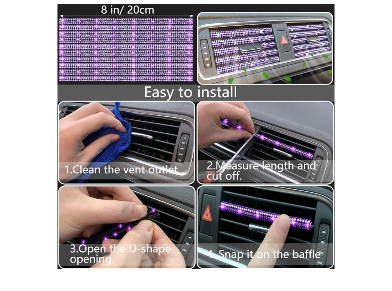 NBTEPEM Purple Violet Bling Car Accessories.