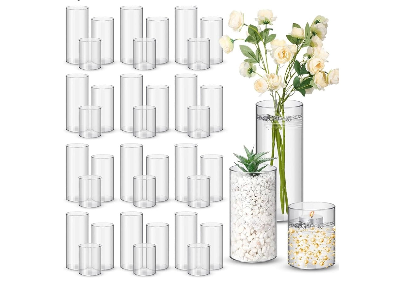 Nuogo 36pcs Plastic Cylinder Vases.