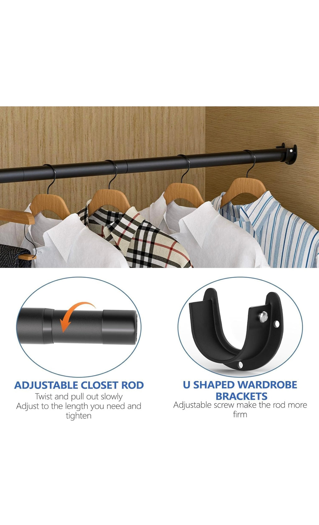 Closet rod for hanging clothes