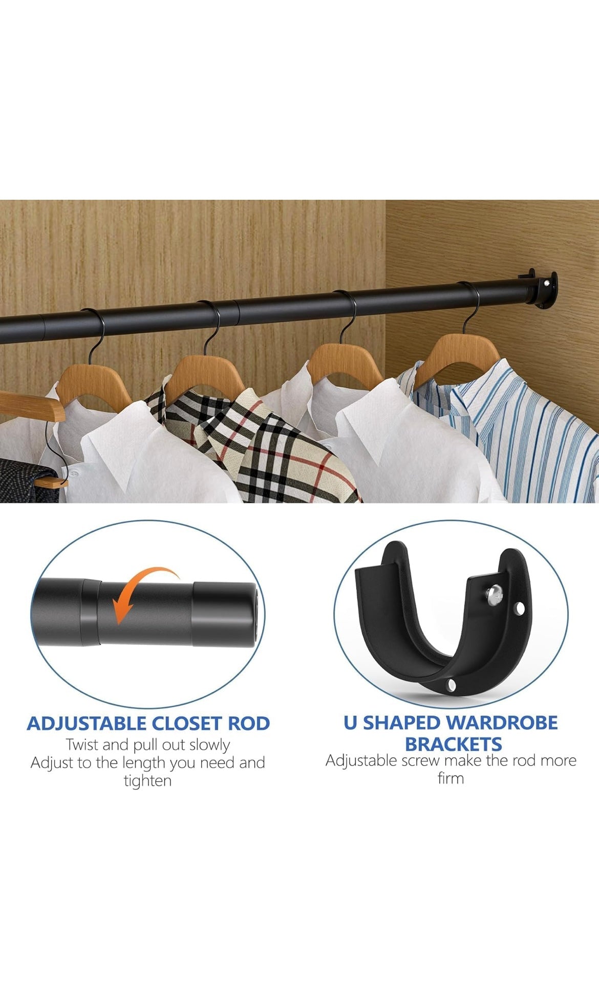 Closet rod for hanging clothes