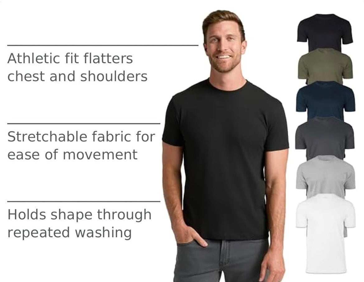 True Classic Mens T-Shirts, Short Sleeve Crew Neck T Shirts for Men 6 pack